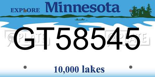 GT58545 Minnesota License Plate