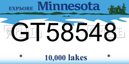 GT58548 Minnesota License Plate
