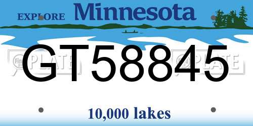 GT58845 Minnesota License Plate