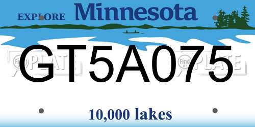 GT5A075 Minnesota License Plate