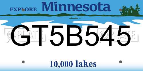 GT5B545 Minnesota License Plate