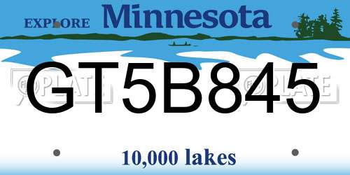 GT5B845 Minnesota License Plate
