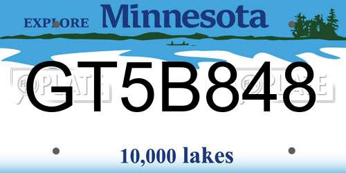 GT5B848 Minnesota License Plate