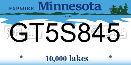 GT5S845 Minnesota License Plate