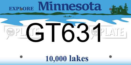 GT631 Minnesota License Plate