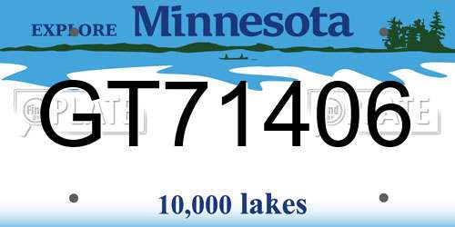 GT71406 Minnesota License Plate