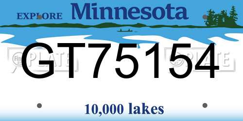 GT75154 Minnesota License Plate