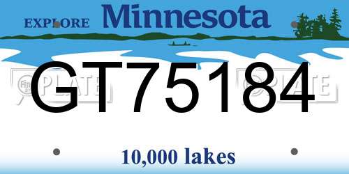 GT75184 Minnesota License Plate