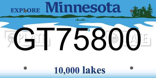 GT75800 Minnesota License Plate