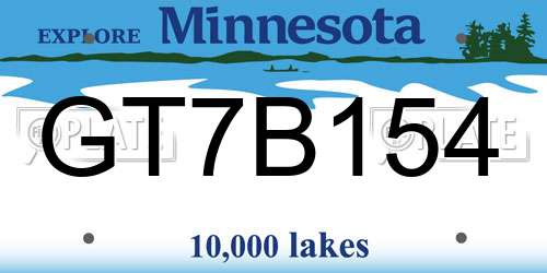 GT7B154 Minnesota License Plate