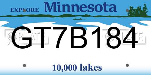 GT7B184 Minnesota License Plate