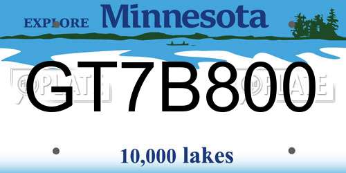 GT7B800 Minnesota License Plate