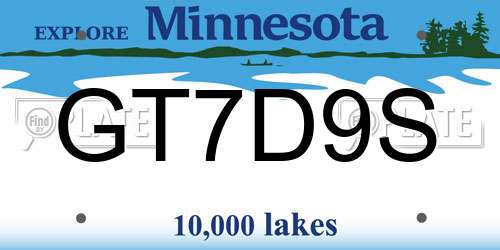 GT7D9S Minnesota License Plate