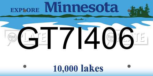 GT7I406 Minnesota License Plate