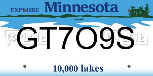 GT7O9S Minnesota License Plate
