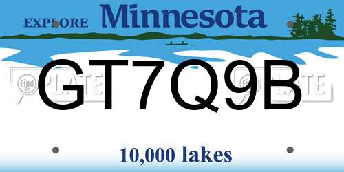 GT7Q9B Minnesota License Plate