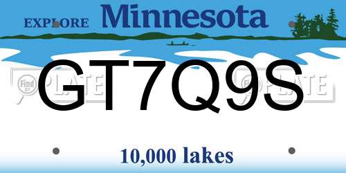 GT7Q9S Minnesota License Plate
