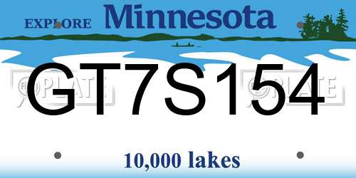 GT7S154 Minnesota License Plate
