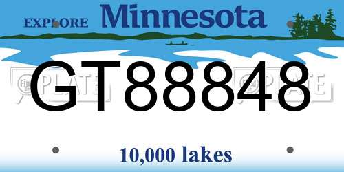 GT88848 Minnesota License Plate