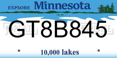 GT8B845 Minnesota License Plate