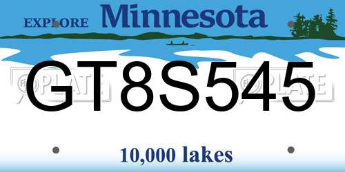 GT8S545 Minnesota License Plate