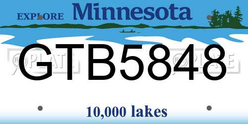 GTB5848 Minnesota License Plate