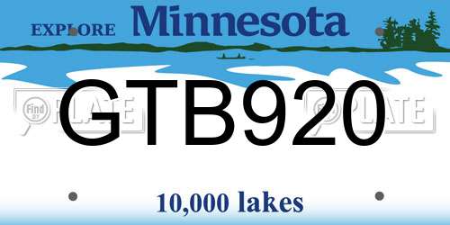 GTB920 Minnesota License Plate