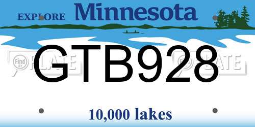 GTB928 Minnesota License Plate