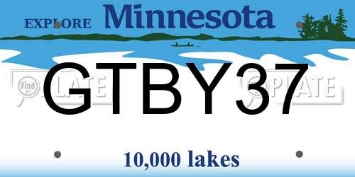 GTBY37 Minnesota License Plate