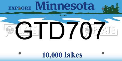 GTD707 Minnesota License Plate