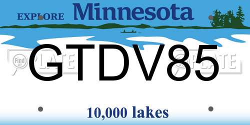 GTDV85 Minnesota License Plate