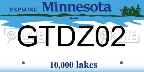 GTDZ02 Minnesota License Plate