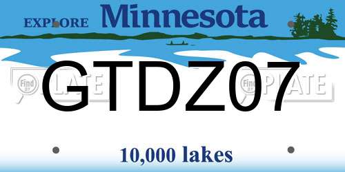 GTDZ07 Minnesota License Plate