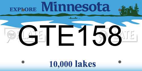 GTE158 Minnesota License Plate