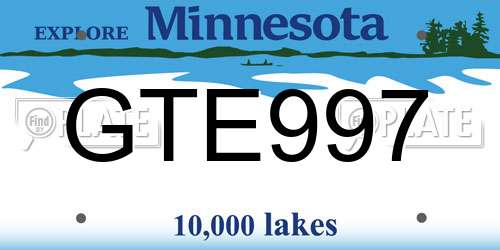 GTE997 Minnesota License Plate