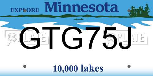 GTG75J Minnesota License Plate