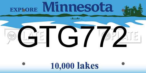 GTG772 Minnesota License Plate