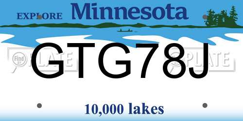 GTG78J Minnesota License Plate