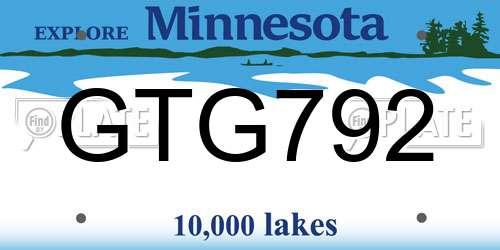 GTG792 Minnesota License Plate