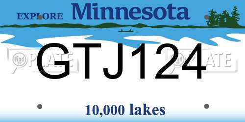 GTJ124 Minnesota License Plate