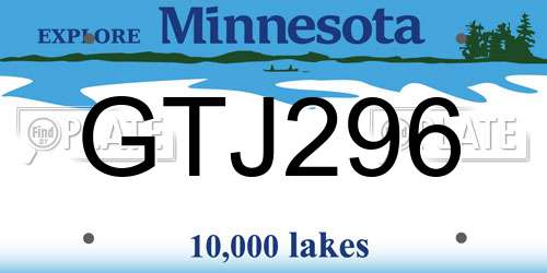 GTJ296 Minnesota License Plate