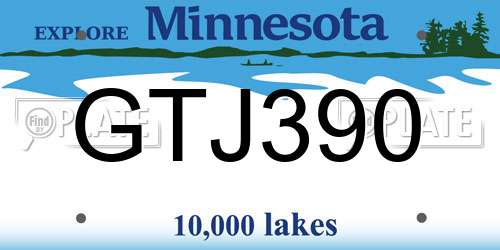 GTJ390 Minnesota License Plate