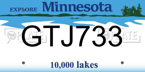 GTJ733 Minnesota License Plate
