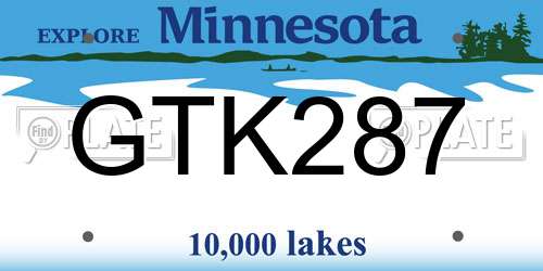GTK287 Minnesota License Plate