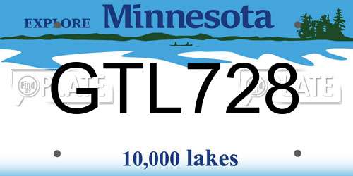 GTL728 Minnesota License Plate