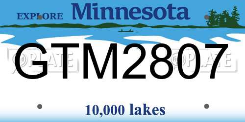 GTM2807 Minnesota License Plate