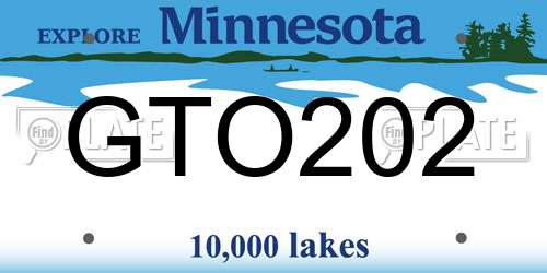 GTO202 Minnesota License Plate