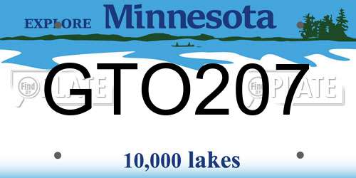GTO207 Minnesota License Plate