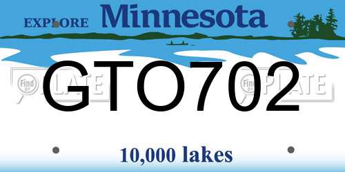 GTO702 Minnesota License Plate