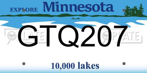 GTQ207 Minnesota License Plate